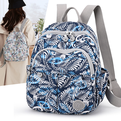 时尚印花尼龙双肩包女轻便大容量