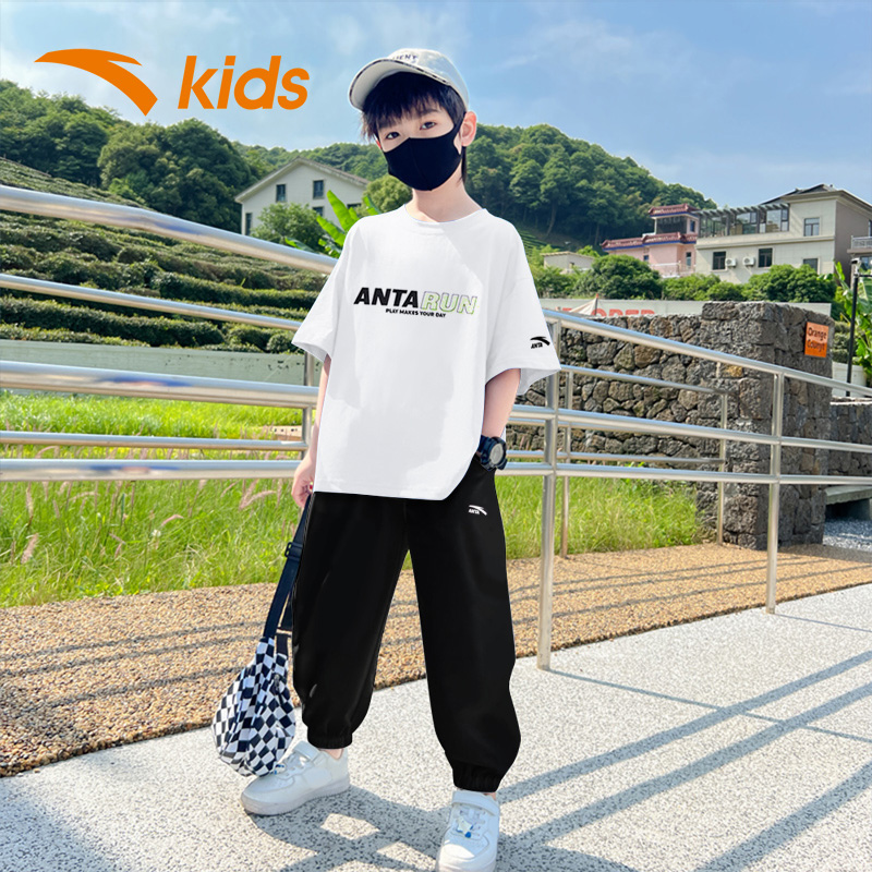 安踏童装男童套装夏装速干T恤短袖长裤儿童运动两件套官方旗舰店
