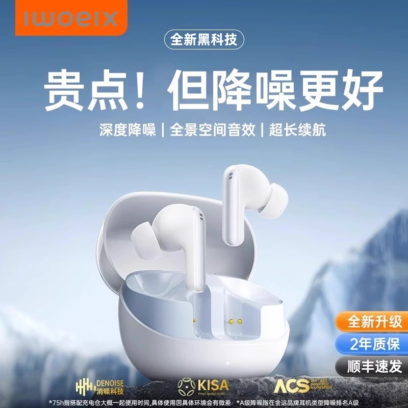 2024新款蓝牙耳机无线主动降噪高音质运动高适用OPPO苹果小米入耳