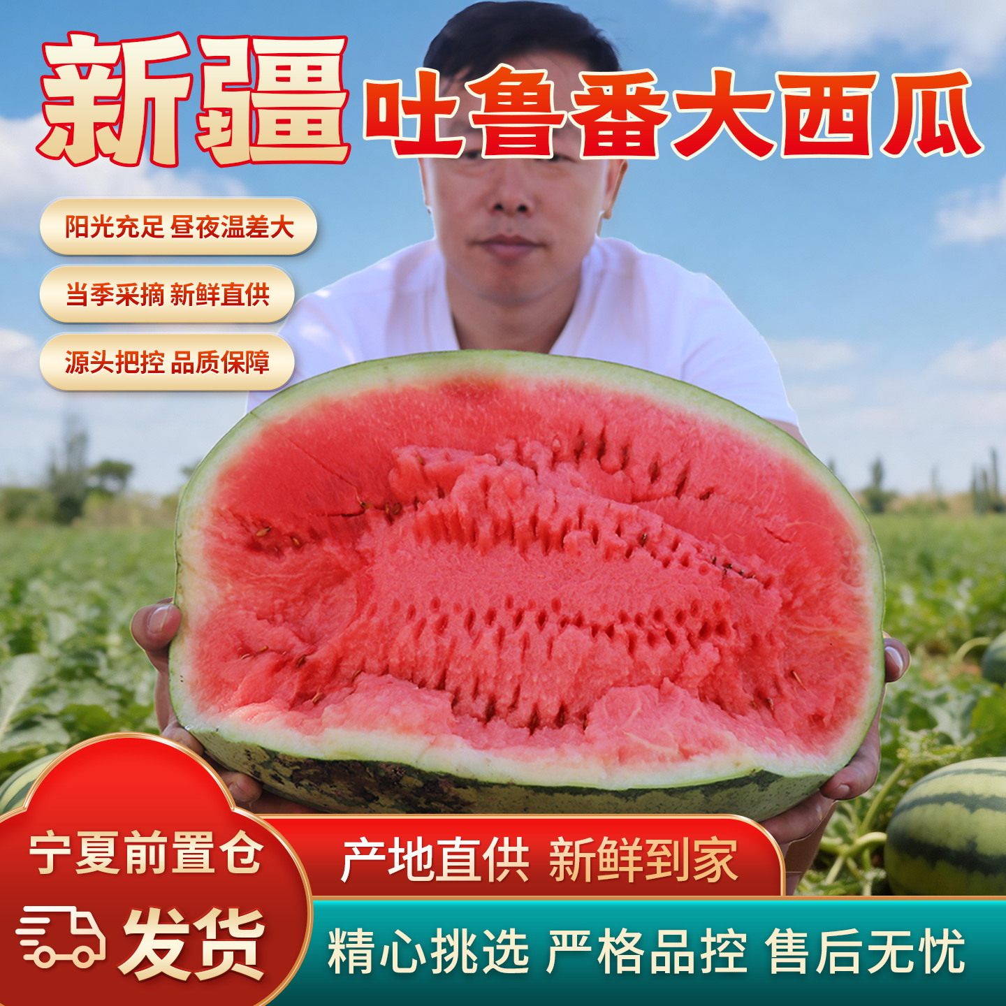新疆吐鲁番硒砂瓜西瓜石缝瓜当季新鲜水果沙瓤压砂瓜18斤整箱甜