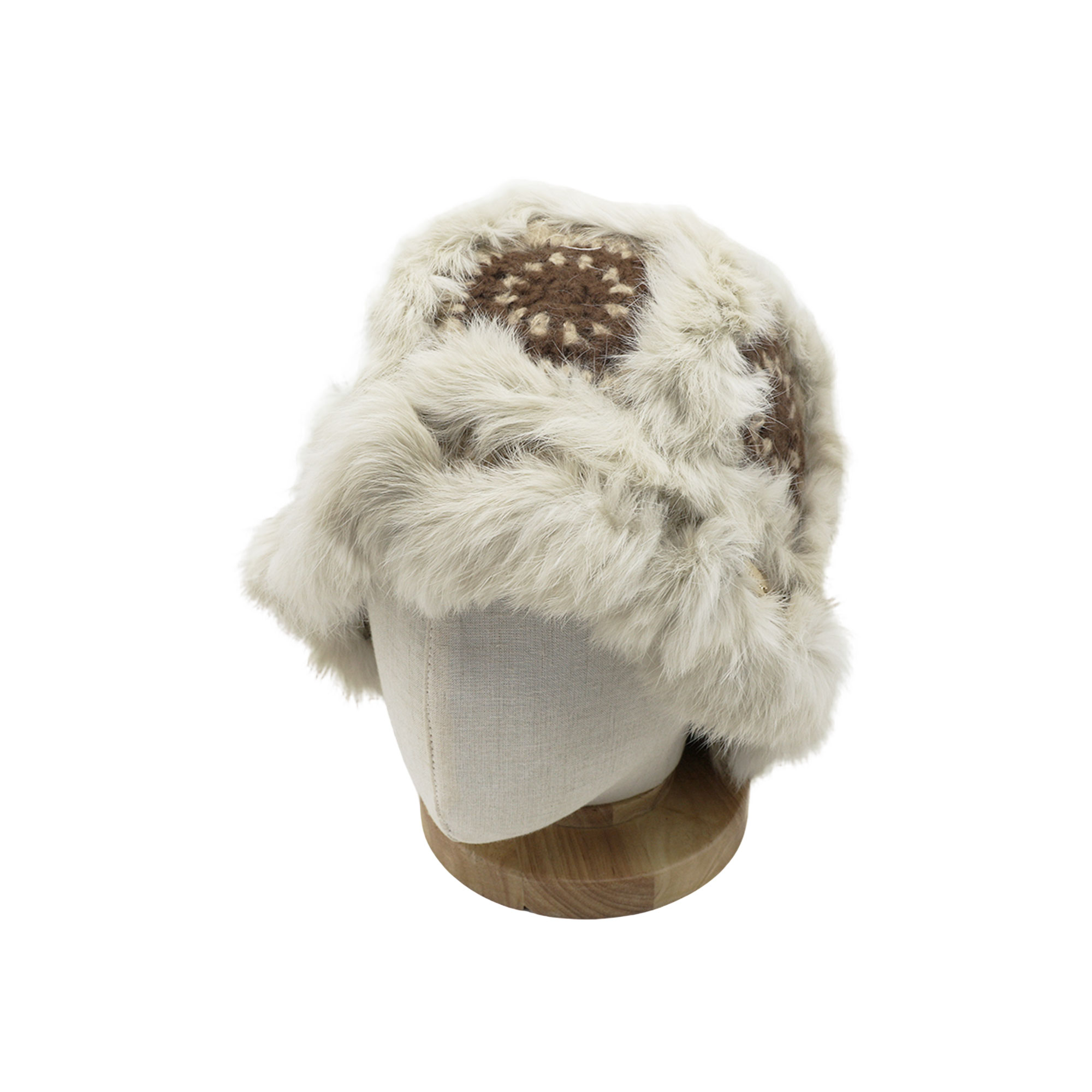 兔毛勾花针织渔夫帽毛绒帽