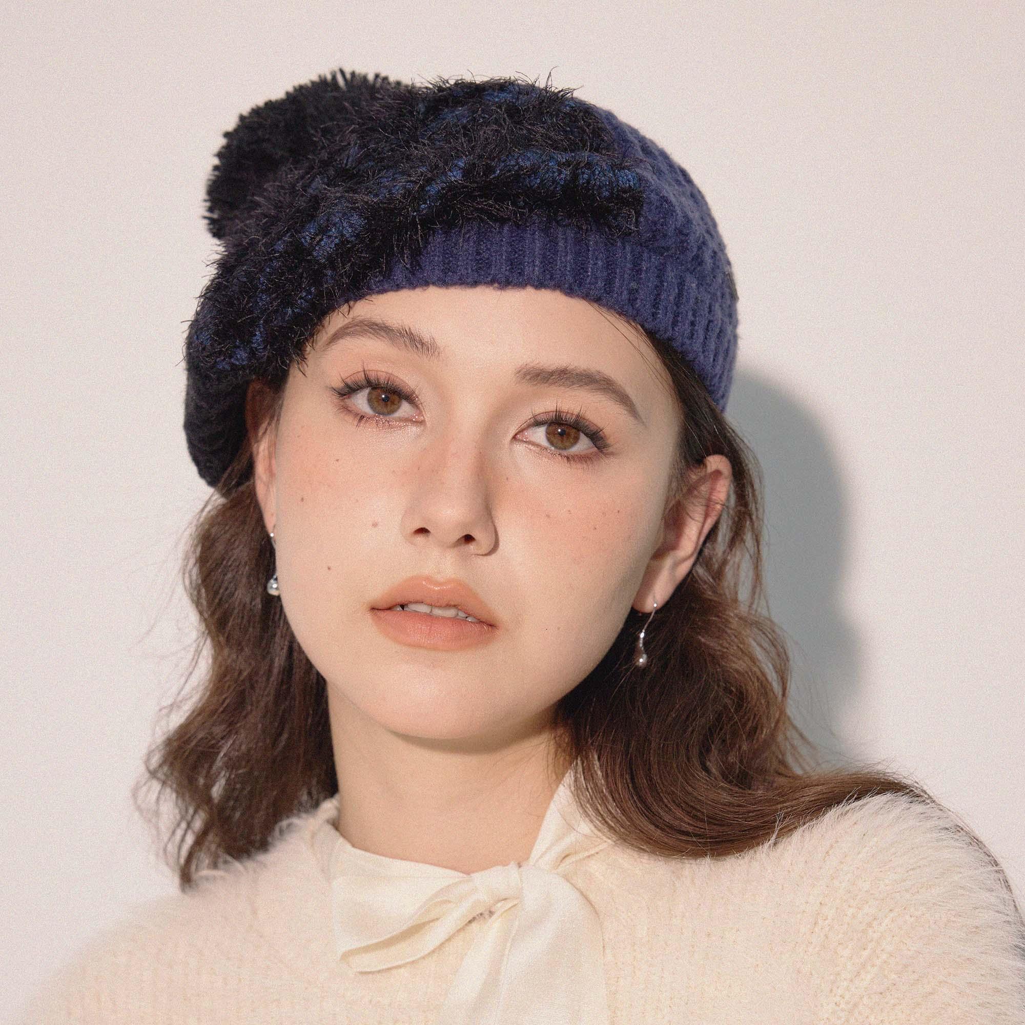 羊毛针织贝雷帽秋冬时尚保暖