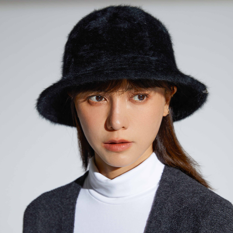 圆顶兔毛渔夫帽日常休闲通用秋冬