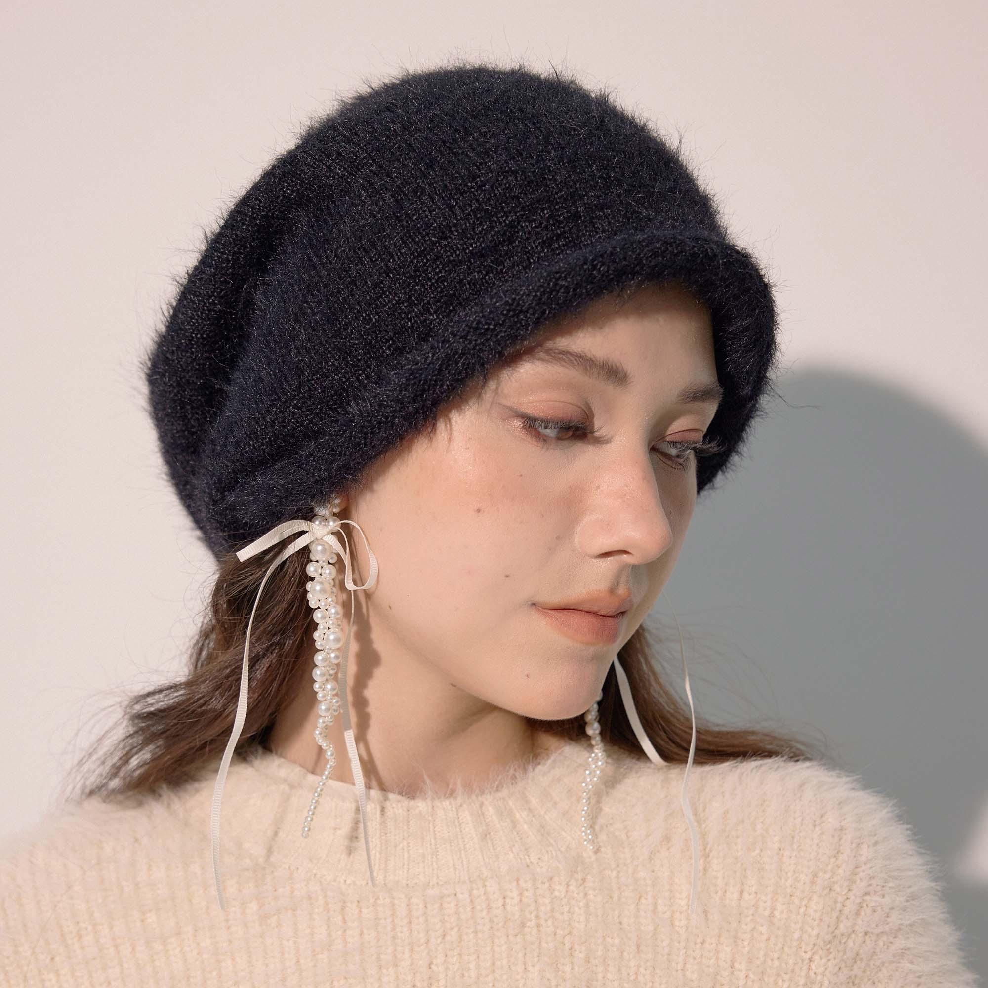 黑色针织堆堆帽冷帽针织帽秋冬