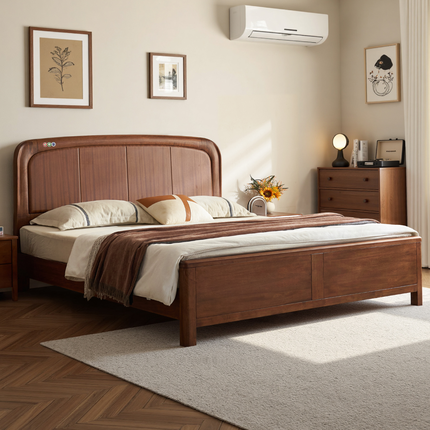 胡桃木全实木床1.5米1.8米