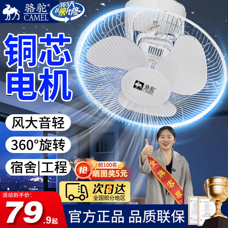 骆驼吸顶扇楼顶扇家用吊扇客厅吊顶扇学校摇头电风扇静音遥控扇