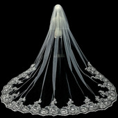 新娘结婚主婚纱头纱超仙森系长款 大拖尾头纱蕾丝亮片花边拍照头纱