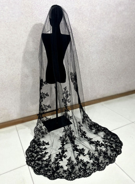 新娘结婚主婚纱头纱森系高级感蕾丝复古头纱婚礼拍摄道具头纱配饰