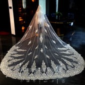 高级感重工蕾丝头纱新娘结婚主婚纱头纱婚礼拍照长款 大拖尾头纱