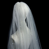 新款 新娘结婚主婚纱头纱超仙森系闪闪钻石头纱婚礼长款 拖尾头纱