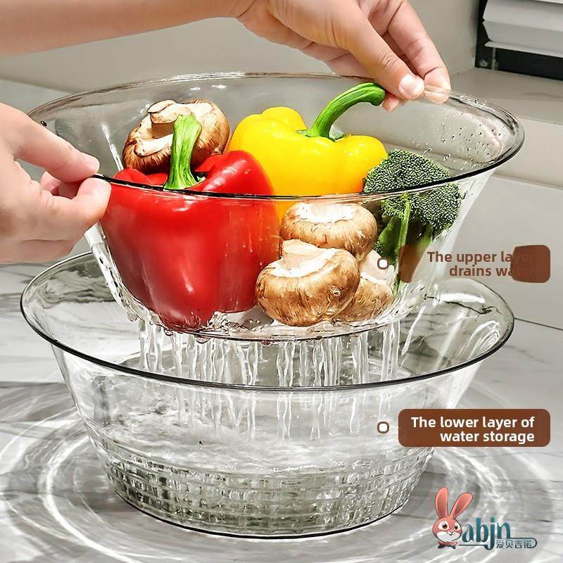 双层加厚沥水篮厨房家用清洗滤水二合一加厚果盘淘菜篮水果果盘盆,餐饮具,洗菜盆/沥水篮/漏水筛,淘宝优惠券,粉丝福利购,淘宝优惠卷