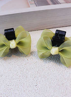 儿童抓夹女仙美双面蝴蝶结发夹可爱公主小号对夹果冻纱碎发侧边夹