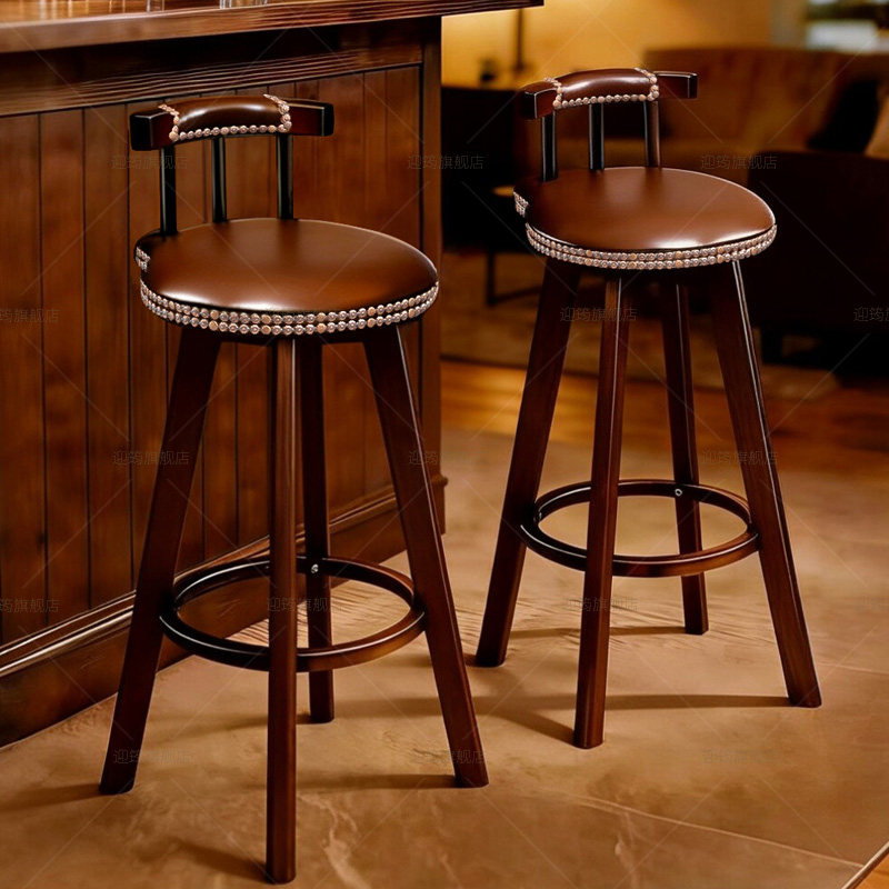吧台椅家用现代简约岛台高脚凳子靠背高脚椅前台收银美式吧凳轻奢