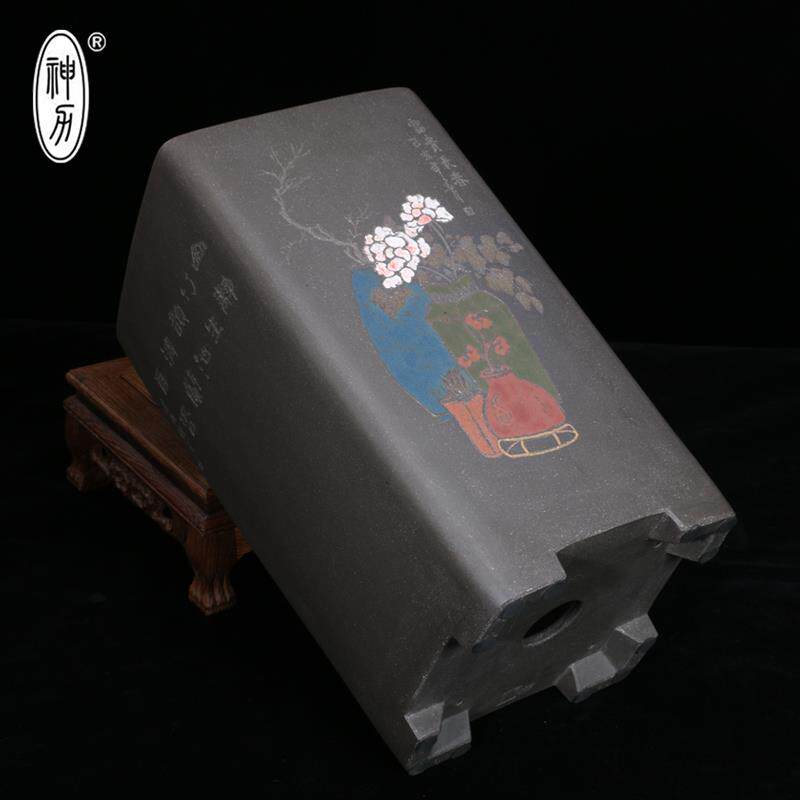 精品紫砂花盆四方盆景盆清灰泥紫砂兰花盆李超花盆圆形六方形盆