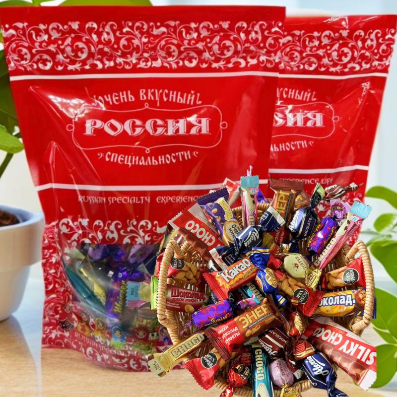 俄罗斯风味国产巧克力糖果紫皮糖太妃糖混合装零食年货官方旗舰店