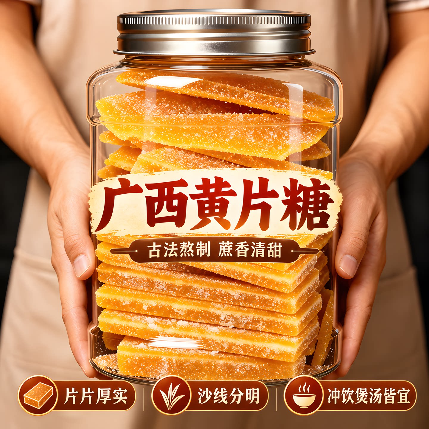 黄片糖广西冰糖片无添加手工纯正甘蔗土红糖商用木薯羹官方旗舰店图片