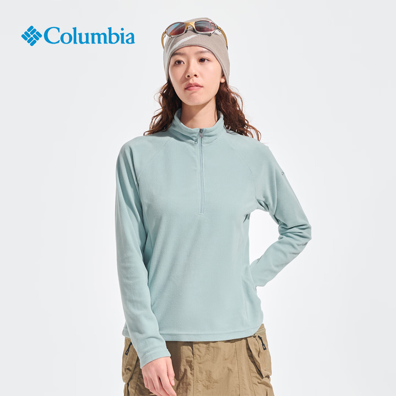哥伦比亚户外女运动半拉链抓绒衣