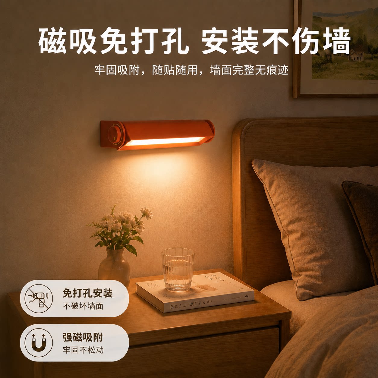 磁吸床头灯墙壁灯充电免布线定时关灯卧室睡眠灯宿舍阅读酷毙台灯图片