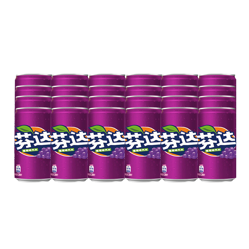 芬达 Fanta 橙味葡萄苹果摩登罐汽水330ml*24罐高罐矮罐随机发