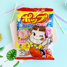 日本进口不二家多种水果味棒棒糖儿童糖果安全纸棒可爱卡通