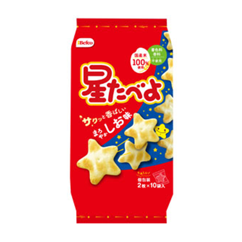 日本进口栗山米果befco  星星形状仙贝米饼 袋装小零食
