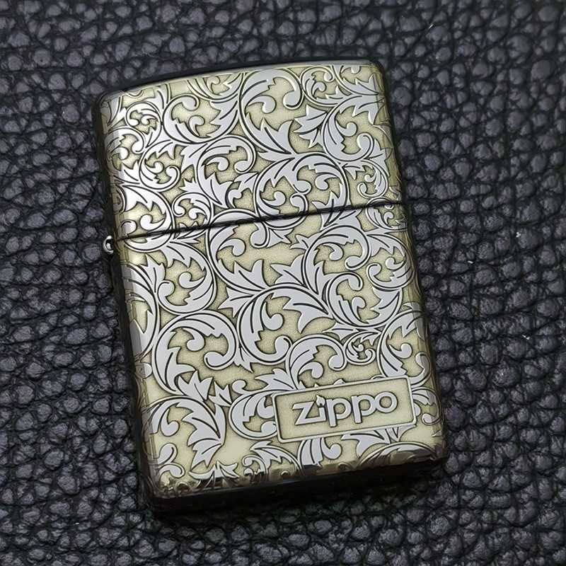 之宝zippo打火机雕刻铜机镀铬加厚盔甲款男士限量煤油