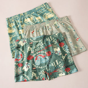 一件阿罗内裤男士平角裤纯棉宽松大码短裤男生四角裤睡裤居家