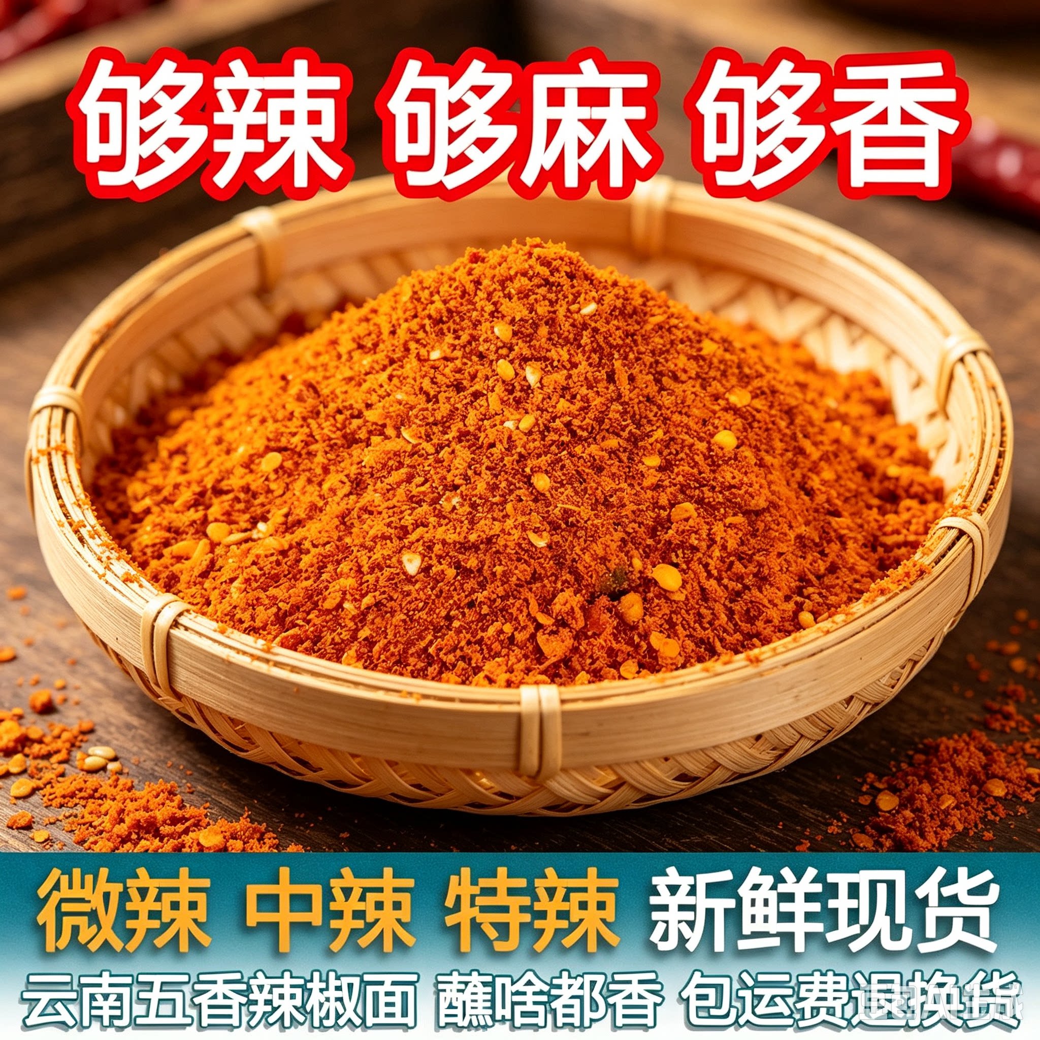 云南贵州麻辣五香辣椒面 烙锅烧烤干蘸料 炸洋芋火锅蘸水海椒面