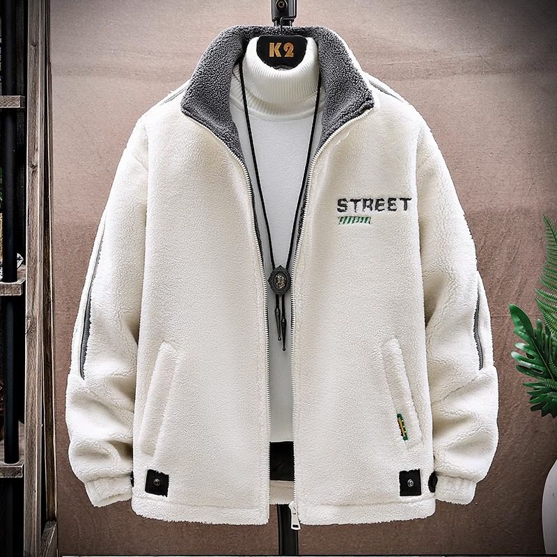 羊羔绒棉衣男潮牌冬季颗粒绒加绒加厚男装外套新款摇粒绒痞帅棉服,男装,棉衣,淘宝优惠券,粉丝福利购,淘宝优惠卷