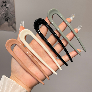 丸子头u型发簪盘发神器后脑勺2024新款 简约头饰发钗子