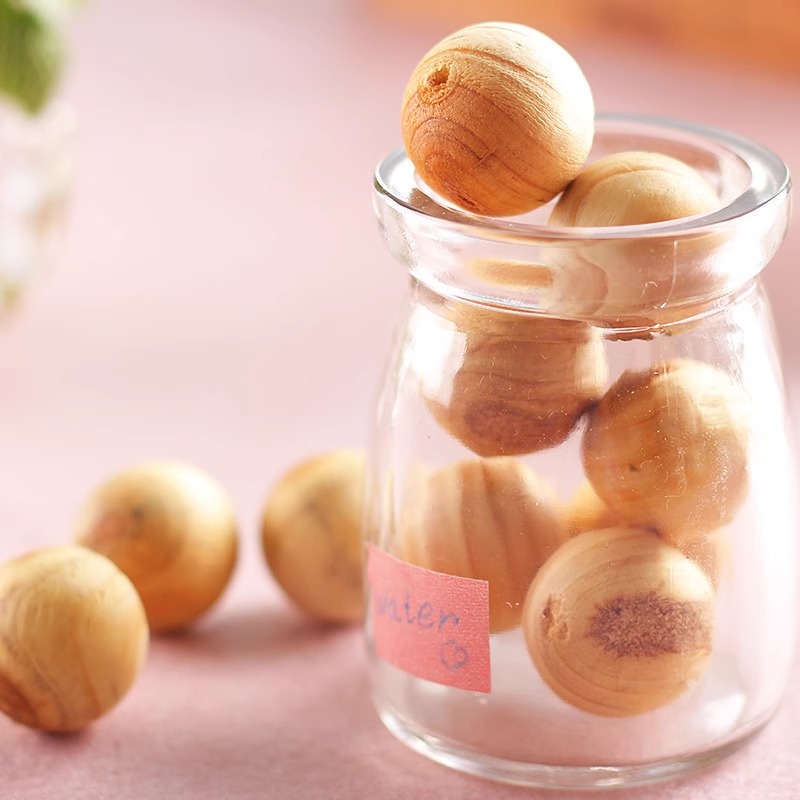 【1个】樟脑球防潮防虫香樟木衣柜驱虫木球香木珠日用套装净化防