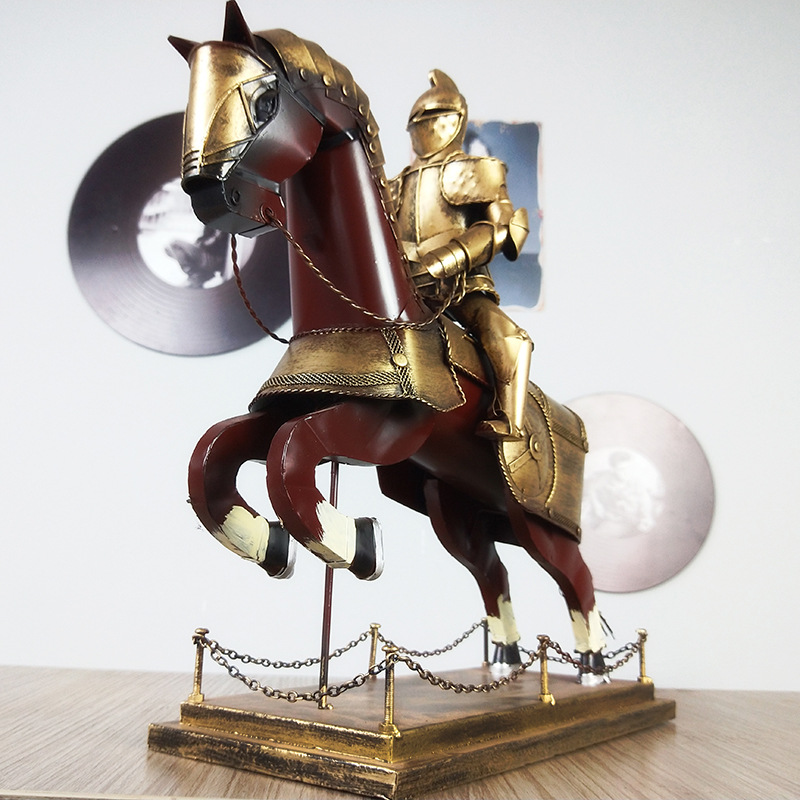 欧式复古罗马骑士金属装饰摆件个性武士铁艺道具模型酒吧网咖饰品