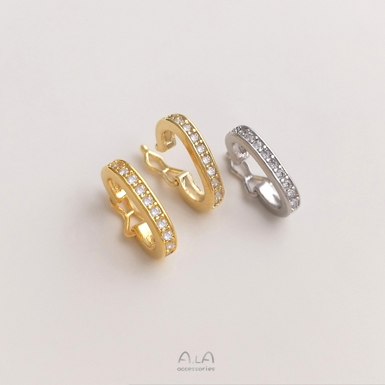 保色14K18K白金色锆石钻圈卡扣水晶珍珠项链毛衣链夹扣diy饰品扣