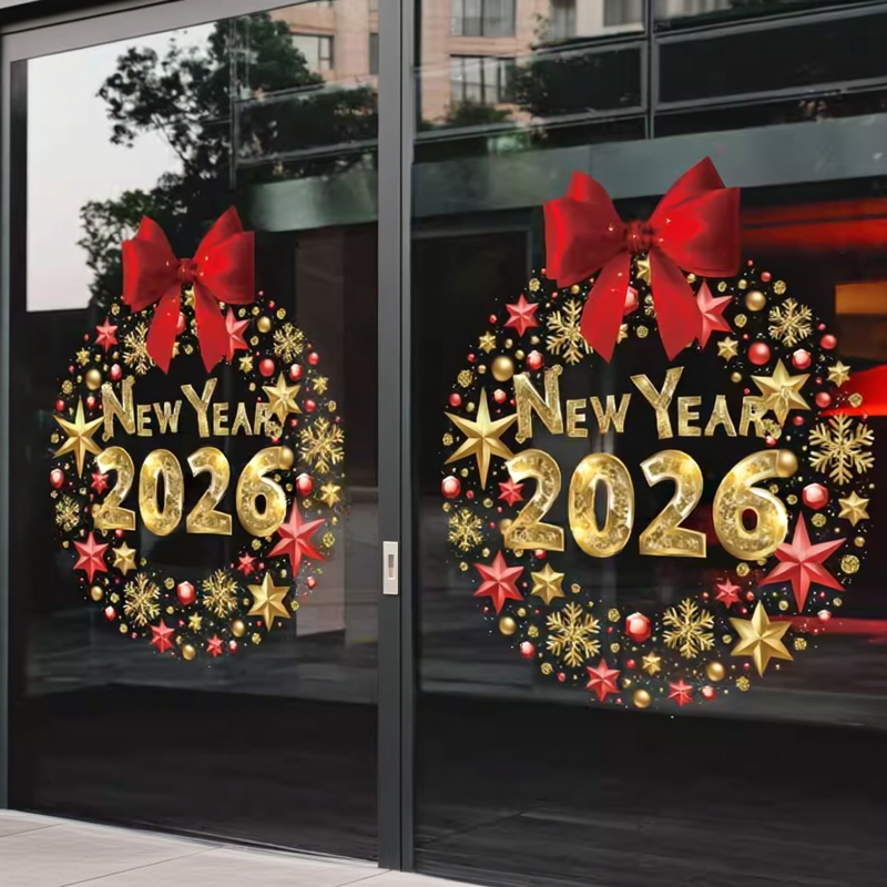 新年玻璃贴画装饰静电贴