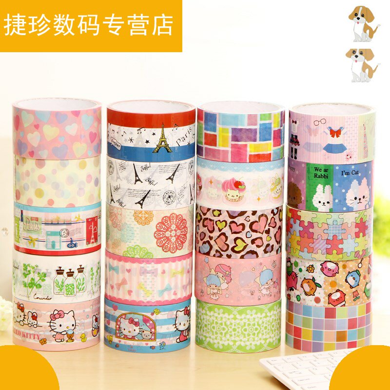胶布贴纸创意 手撕透明胶图案 卡通 可爱y相册装饰贴大卷宽4.8cm