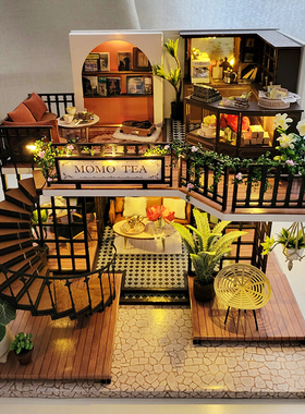 diy小屋复古风丛林么么茶手工制作房子建筑模型拼装玩具生日礼物