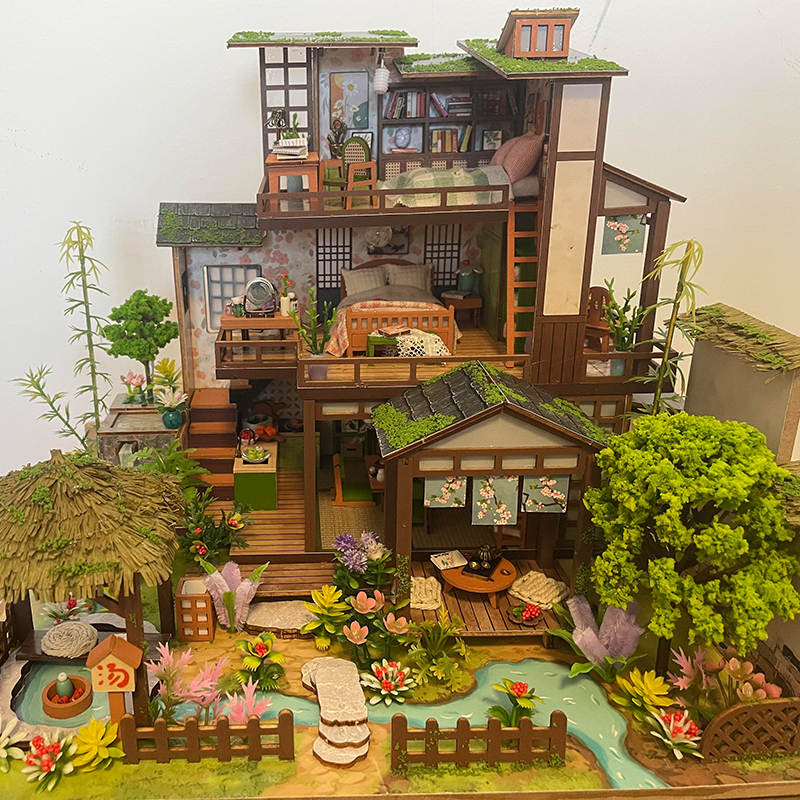 中国风diy小屋竹泉小院别墅小房子手工拼装建筑模型玩具女孩礼物