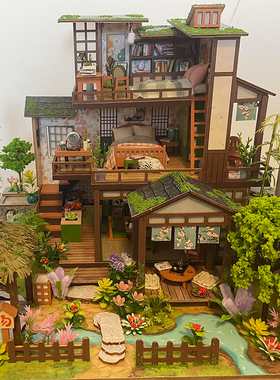 中国风diy小屋竹泉小院别墅小房子手工拼装建筑模型玩具女孩礼物