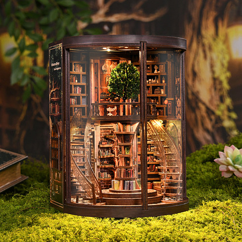 智慧年轮书库diy小屋木质拼装