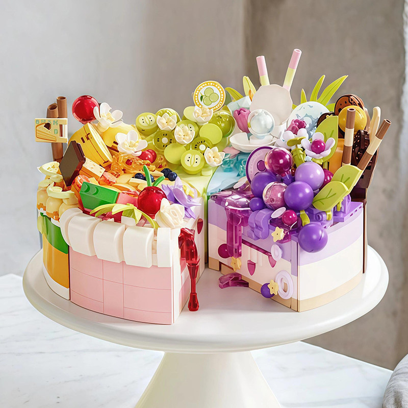 生日蛋糕积木拼装玩具diy可爱甜品拼插摆件送女孩闺蜜生日礼物