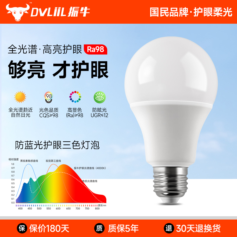 全光谱护眼led灯泡儿童学习专用