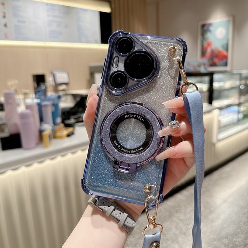 全包防摔闪粉磁吸支架斜跨手机壳