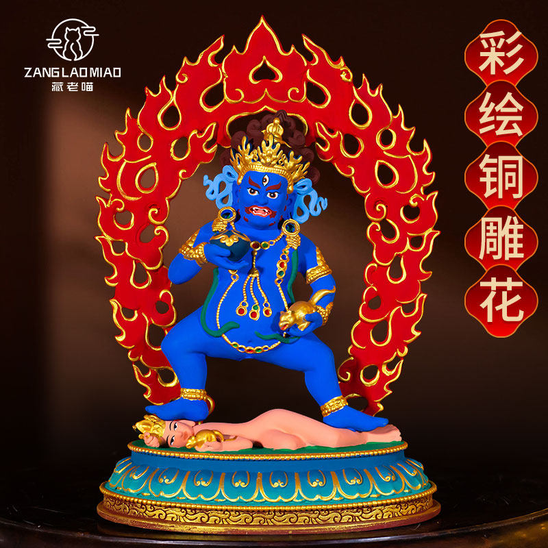 彩绘七寸《黑财神》铜像 客厅家用五路财神爷大黑天雕像铜摆件7寸