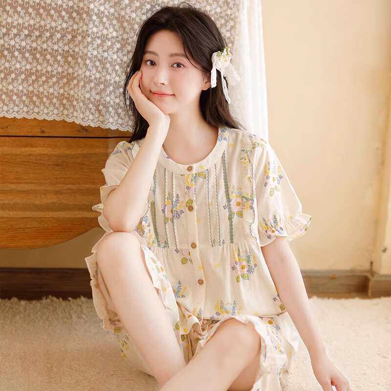 纯棉夏季新款女士日系甜美家居服