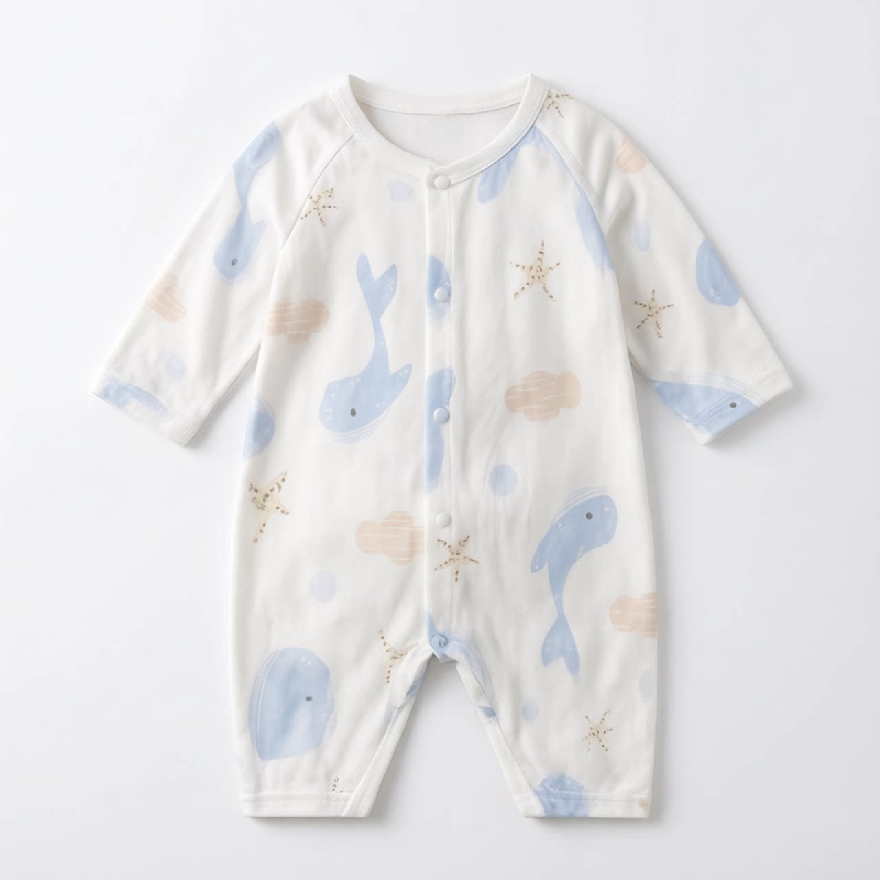 婴儿连体衣夏季纯棉A类新生儿衣服宝宝哈衣爬服长袖空调房睡衣薄
