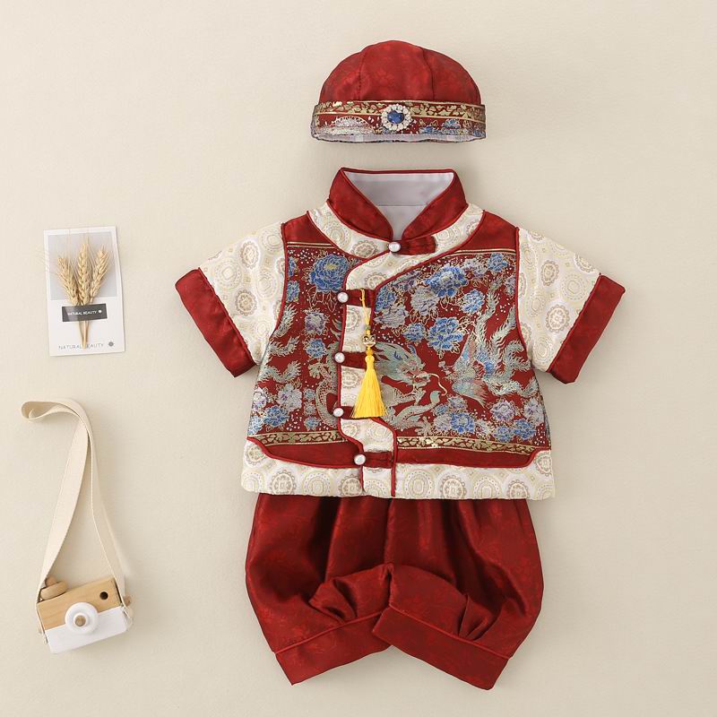 男宝宝周岁礼服春秋中式古风唐装喜庆衣服生日一周岁宴抓周拜年服