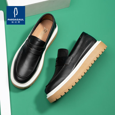 男鞋2026复古高级感乐福鞋真皮一脚蹬懒人厚底休闲板鞋240710-HXY