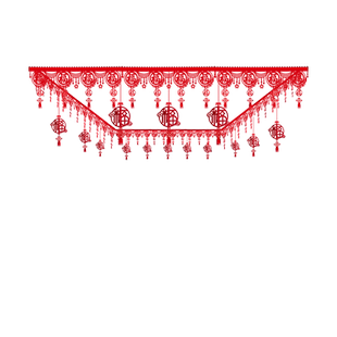 新年春节过年乔迁福字拉花装饰品客厅屋顶室内场景布置吊挂饰挂件