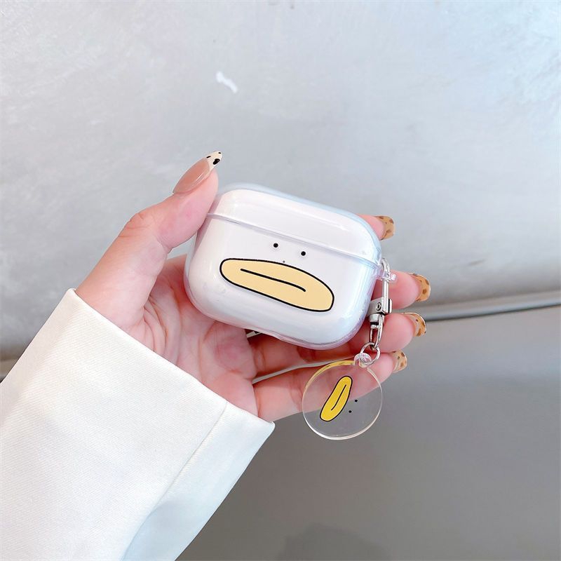 黄色大鸭嘴适用Baseus倍思E3耳机套M2透明W04软WM05真无线蓝牙WM02保护壳M2/W04+/storm3无线耳机套wo4/3