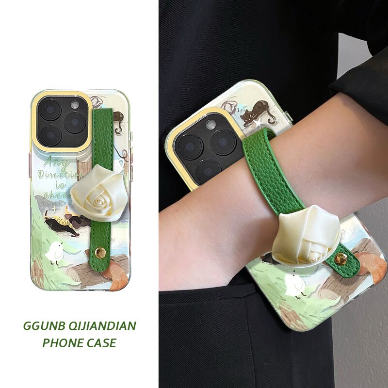 追逐小狗小鸟看戏狐狸适用iPhone16Promax手机壳苹果15高级14保护套13个性12小众xsmax简约xr防摔15plus软